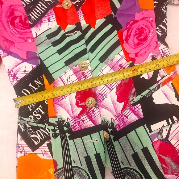 Vintage Blazer Short Sleeve Slim Fit  XS-S Floral Pink and Green - Picture 8 of 9